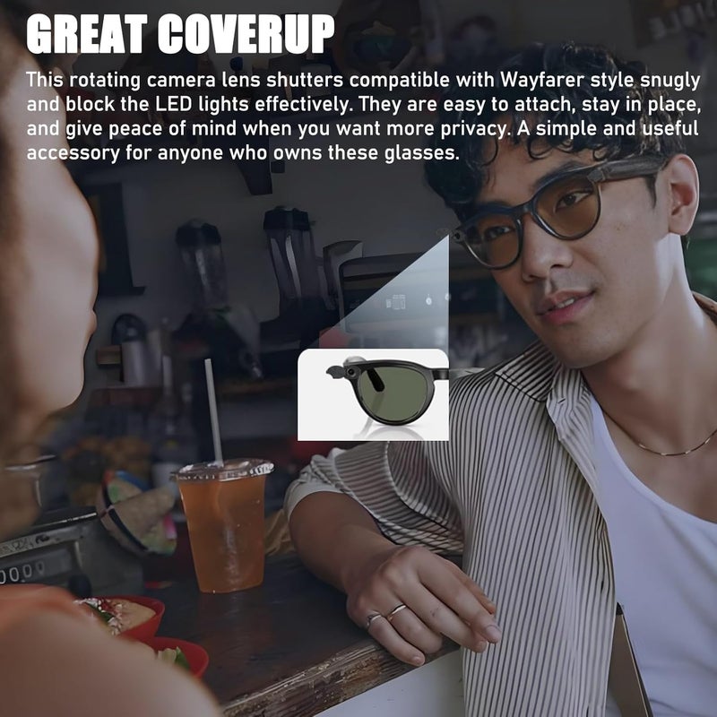 EYSOFT LED Light Blocking Cover Compatible with Ray-Ban Meta Wayfarer/Skyler/Headliner Smart Glasses Accessories,Rotating LED Light Blocker Glasses Accessories-5 Pack-Black - Image 5